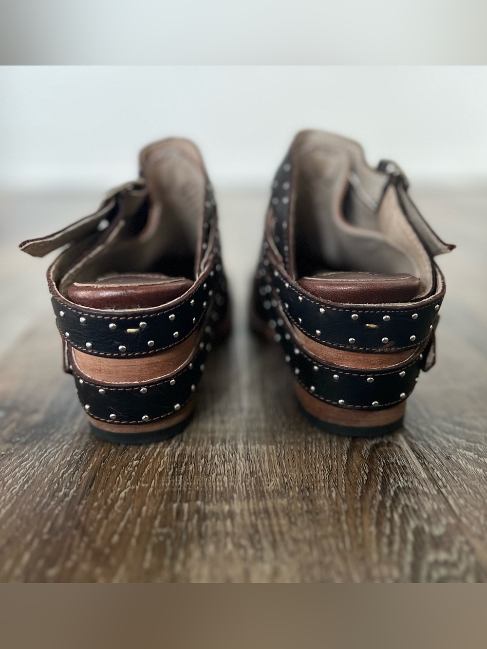 Freebird by Steven Frontier Brown Leather Mule Studded Booties size 9 - Picture 6 of 12
